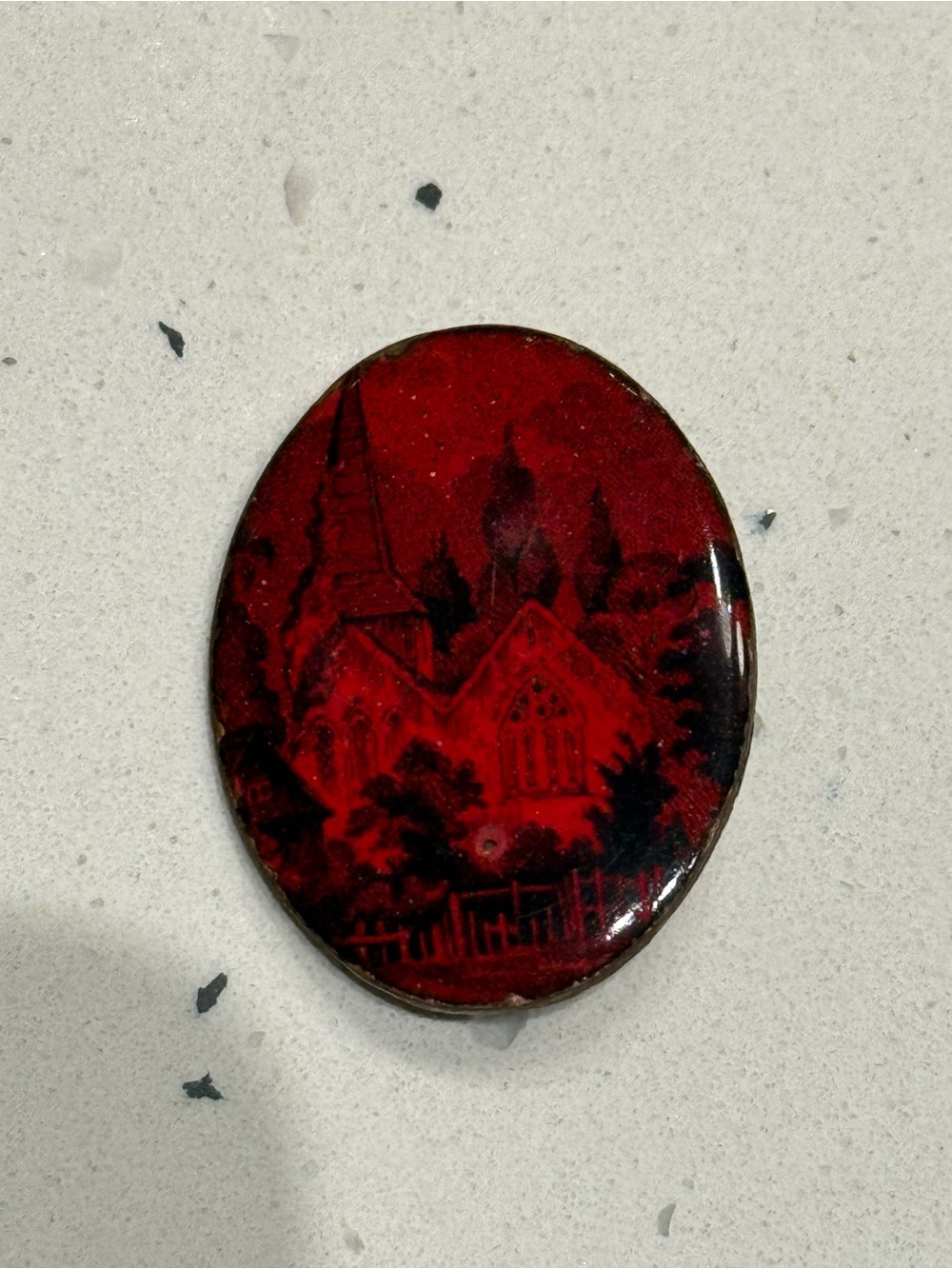 Red Scenic Oval Home pin - Unbranded